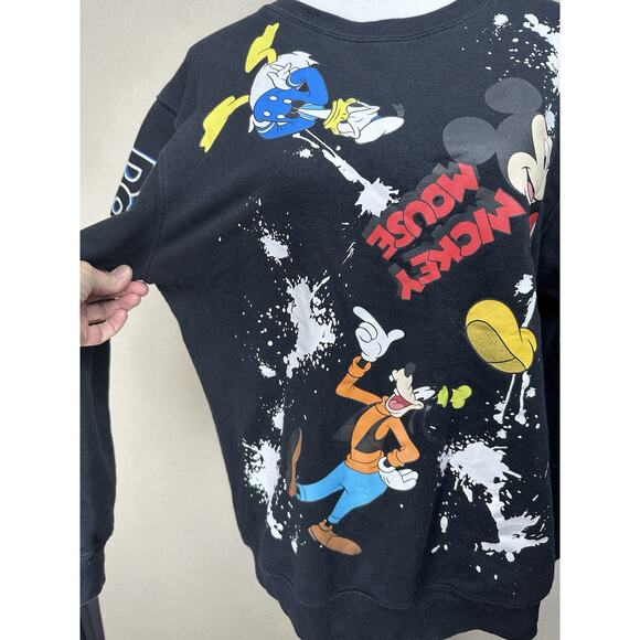 Disney Mickey Mouse & Friends Sweatshirt X-Large Black Cotton Blend Graphic - Picture 3 of 10